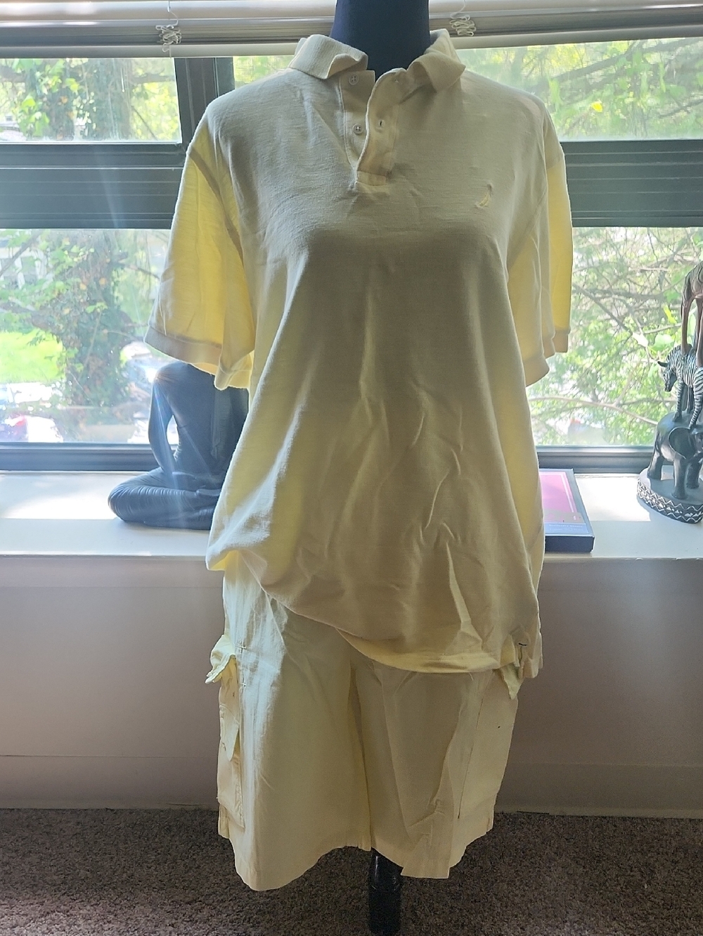Nautica Pale Yellow Polo with Teal Trim